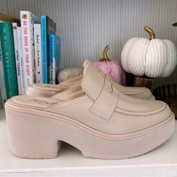 Matisse Footwear Kelly Platform Mule Oxford Cream Beige Minimalist Leather New 8 - Picture 3 of 13